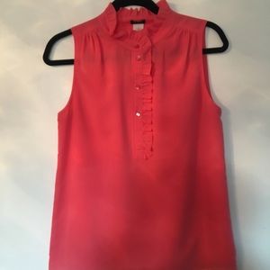J.Crew Sleeveless Ruffle Blouse Pink